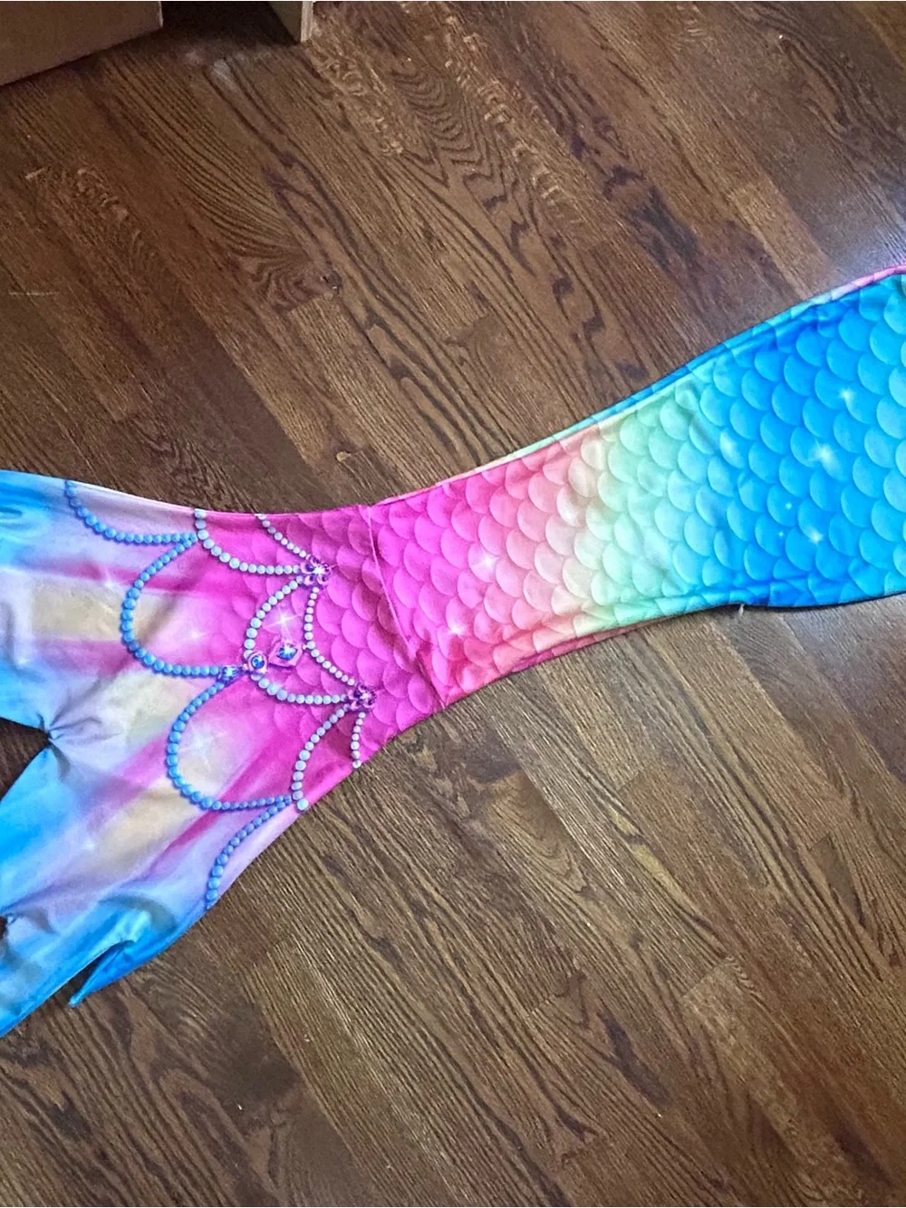 Girls Colorful Mermaid Princess Skirt - Pink Blue Gradient Sz 140